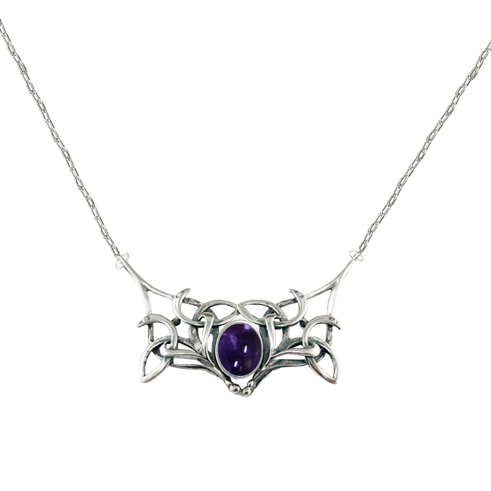 Sterling Silver Celtic Necklace Design from "The Book Of Kells" With Iolite